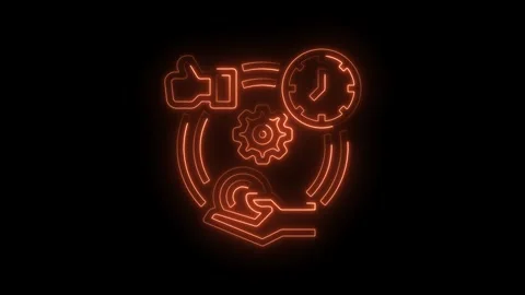Neon productivity cycle animation efficiency optimization with clockwork me.. Stock Footage 309910208