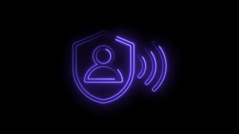 Neon profile security shield network signal digital privacy identity cyber Stock Footage 330783982