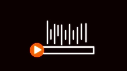 Neon progress bar play button animation abstract UI technology loopable 4k .. Stock Footage 321443537