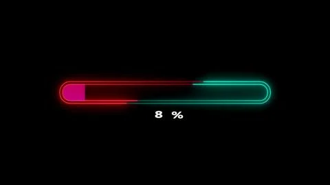 Neon progress bar showing eight percent Stock Illustration