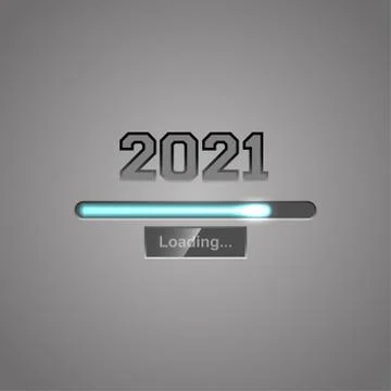 Neon progress bar showing loading of 2020 New Year. Template for New Year design Stock Illustration