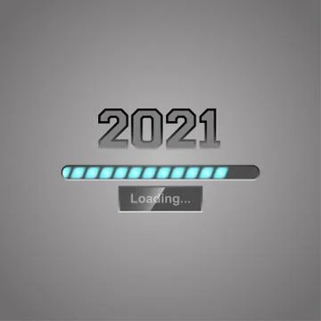 Neon progress bar showing loading of 2021 New Year. Template for New Year design Stock Illustration