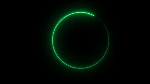 Neon Progress Loading Shape of Circle on Black Background Four Colors Stock Footage 120912642
