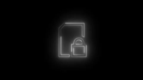 Neon protect eddocument icon glowing black background animation Vídeo Stock 279367155