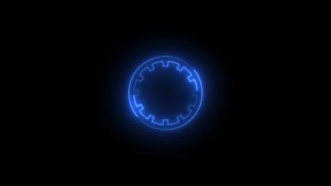 Neon protractor icon glowing black background animation Video stock 289561374