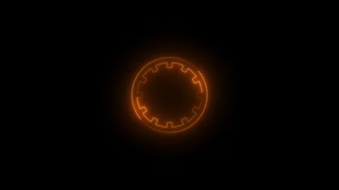 Neon protractor icon glowing black background animation Video stock 289561394