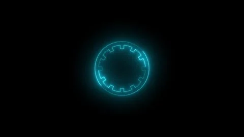 Neon protractor icon glowing black background animation Video stock 289561403