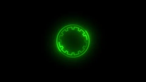 Neon protractor icon glowing black background animation Video stock 289561410