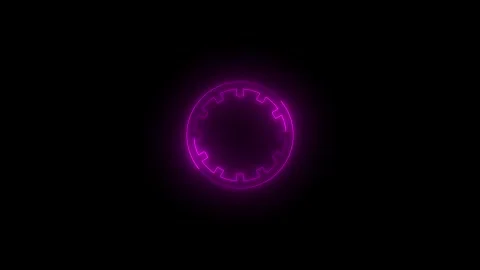 Neon protractor icon glowing black background animation Video stock 289561414