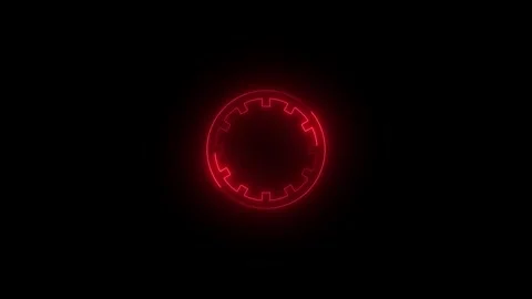 Neon protractor icon glowing black background animation Video stock 289561430