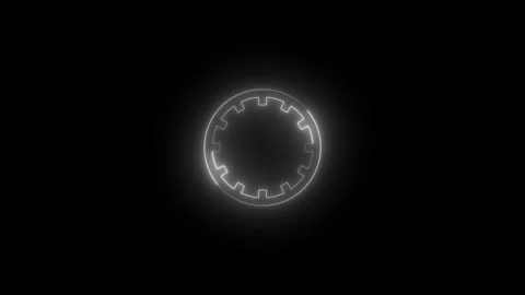 Neon protractor icon glowing black background animation Stock Footage 289561439
