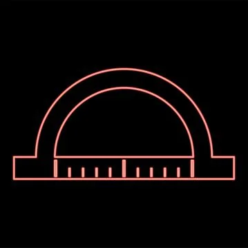 Neon protractor red color vector illustration flat style image 库存插图