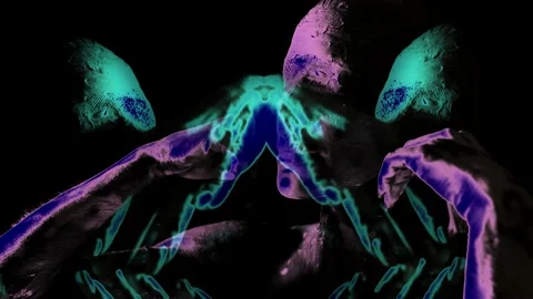 Neon psychedelic collage dancing ritual movements Видео 220599833