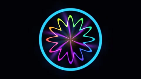 Neon Psychedelic Mandala Ring Seamless Loop Stock Footage 342397697