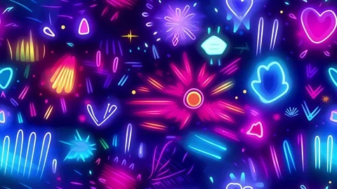 Neon Psychedelic Seamless Loop with Futuristic Abstract Animated Glow Stock Footage 315382938