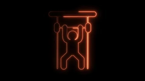 Neon pull up exercise animation loop on black background for gym and fitness Stockbeeldmateriaal 316841404