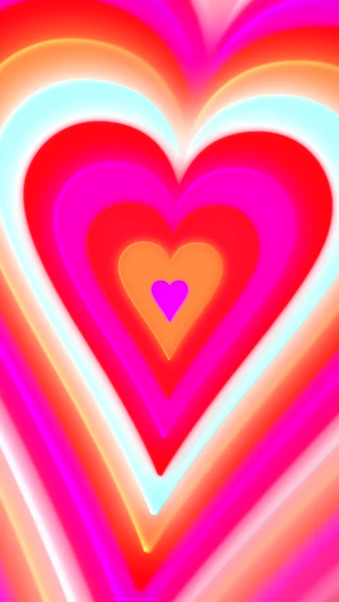 Neon Pulsating Heart Background. Rotating back and forth. Vertical Seamless Loop Stock Footage 263686159