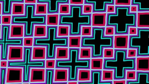 Neon pulsating multi-colored crosses. VJ Loop Stock Footage 191525563
