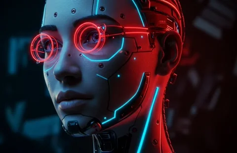 Neon Pulse: The Cybernetic Sentinel Vídeo Stock 339268812