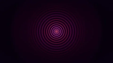 Neon Pulse Effect: Dynamic Concentric Circle Animation on Black Background Stock Footage 336836805