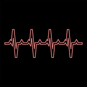 Neon pulse graph Heart beat Cardiogram rhythm graphic ecg Echocardiogram re.. Stock Illustration
