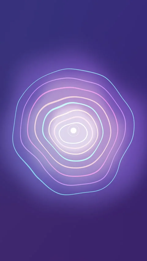 Neon pulse motion graphic, glowing purple concentric ring loop Stock Footage 347059381