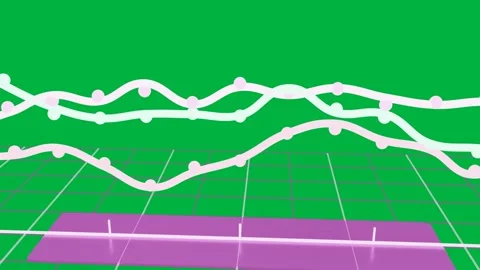 On neon pulse pastel waves oscillating above magenta bar on transparent Stock Footage 334198780