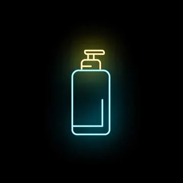 Neon pump bottle icon for hygiene and skincare Stock Illustration