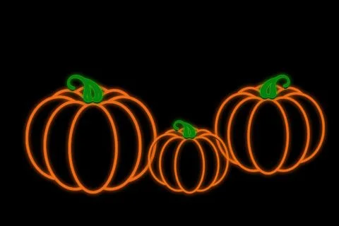 Neon pumpkin on a black background Stock Illustration