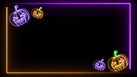 Neon Pumpkins Frame v2 Stock Footage 251986190