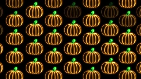 Neon Pumpkins Pattern Stock Footage 251323144