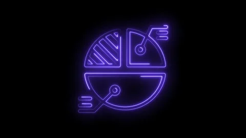 Neon purple abstract pie chart infographic element with data points and lines on Stock Footage 333960813