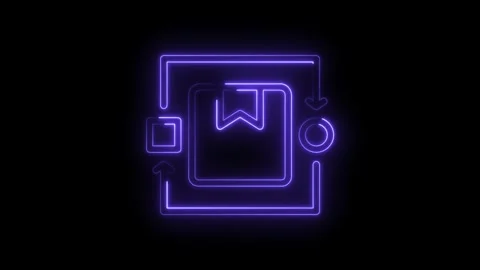 Neon purple abstract process flow diagram with package arrows and circular on Stock Footage 330872062