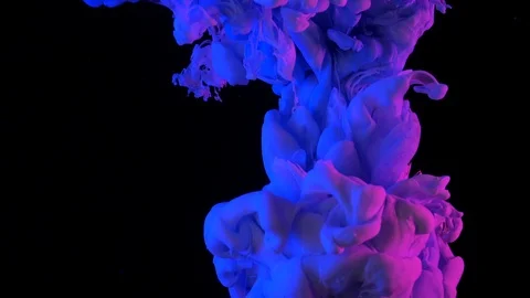 Neon purple and pink ink in water shooting with high speed camera. Mixed paints Stock Footage