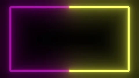 Neon Purple and Yellow Frame Animation. Futuristic Light Effect. Stock Footage 192398538
