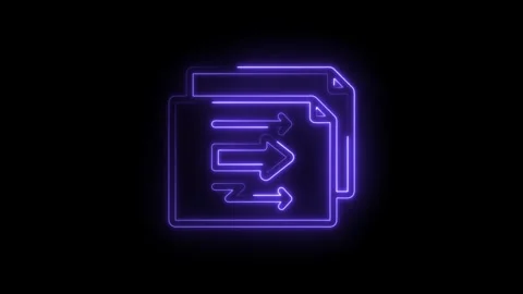 Neon purple arrows flow into document icon digital data transfer concept Stock Footage 333953544