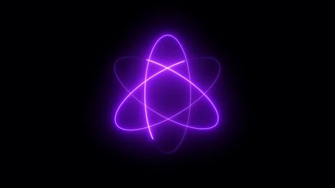Neon purple atom model rotating in space, glowing science and technology mo.. 스톡 동영상 332826640