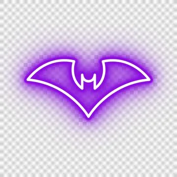 Neon purple bat icon Stock Illustration
