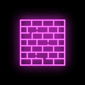 Neon purple brick wall shining on black background イラスト素材