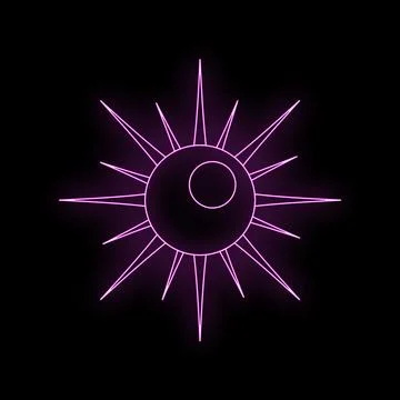 Neon purple celestial sun star symbol glowing Stock Illustration