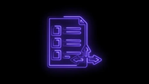 Neon purple checklist document with arrows indicating data transfer or task Stock Footage 333964602