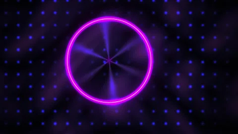 Neon purple circle with blue dots on black background. Stock Footage 337487630