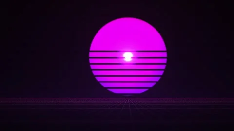 Neon purple circle with horizontal lines and a white center on a black back.. Stock Footage 335538059