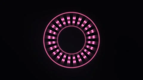 Neon purple circular design with glowing lines and dark Stock Footage 338325314