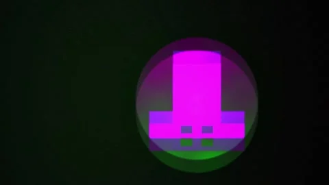 Neon purple computer icon on black background with green circle. Stock Footage 337516663