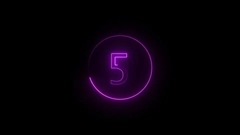 Neon purple countdown timer animation from zero to nine with glowing circle.. 库存影片 332158236