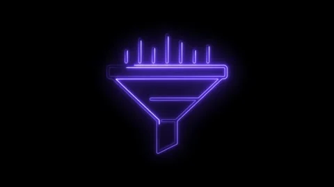 Neon purple data filtering icon animation on black background for technolog.. Stock Footage 314537930