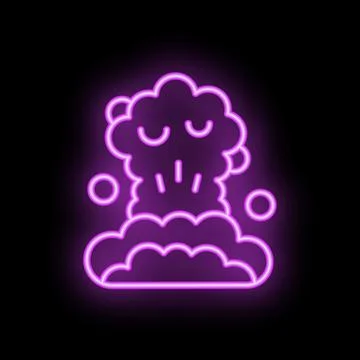 Neon purple explosion cloud glowing on black background Stockillustratie