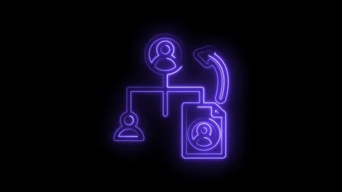 Neon purple flowchart icon representing organizational structure and employ.. Stock Footage 346140925