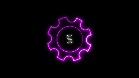 Neon purple gear icon with question mark. Neon purple gear for technical su.. Stock Footage 338347993